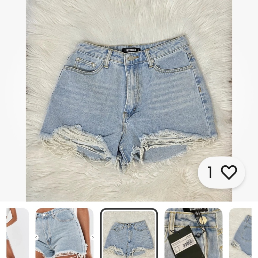 Miss-guided. Blue Jean Shorts Distressed Cut-Off Style